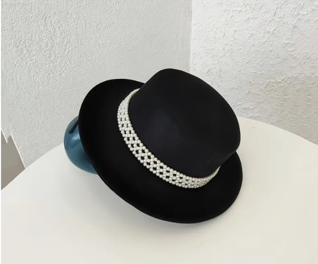French style fedora with pearls