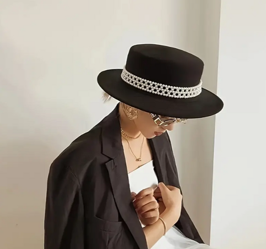 French style fedora with pearls